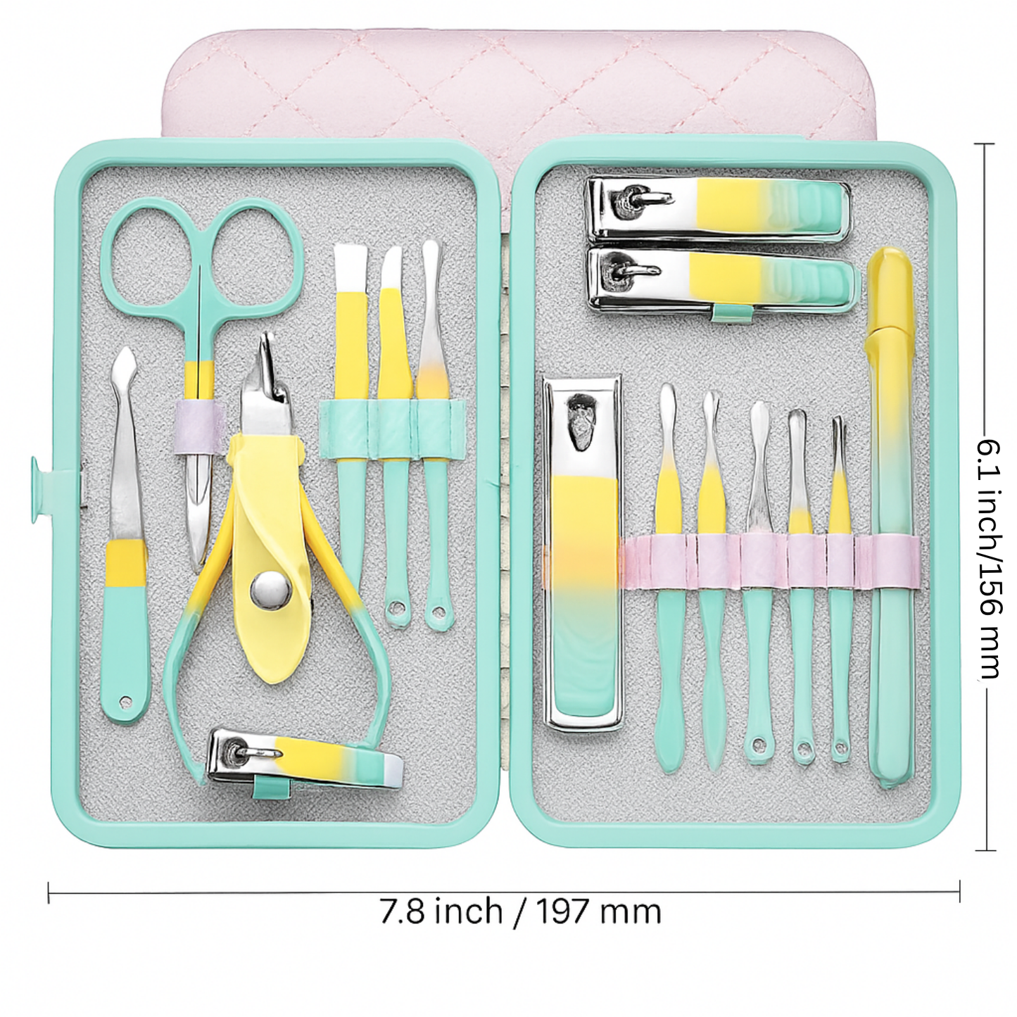 18 Pcs Colorful Manicure & Pedicure Set – Professional Stainless Steel Nail Clippers Kit with Case