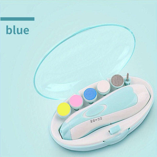 Electric Nail Sharpener Set for Kids – Safe & Painless Battery-Powered Nail Trimmer with LED Light (Pink/Blue, AA Batteries Not Included)