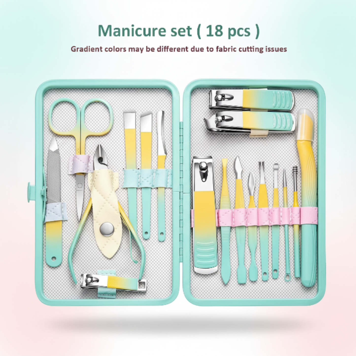 18 Pcs Colorful Manicure & Pedicure Set – Professional Stainless Steel Nail Clippers Kit with Case