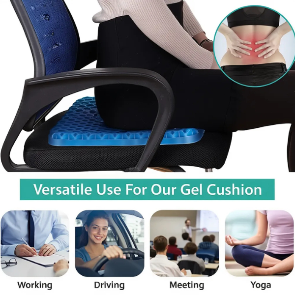 Gel Flex Cushion Egg Sitter with Non-Slip Cover – Breathable Honeycomb Gel Seat Pad for Home, Office, Car & Wheelchair (Back, Spine & Hip Pain Relief)