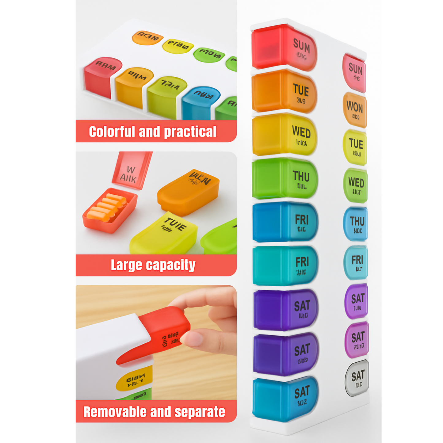 Travel Pill Organizer – 7-Day Moisture-Proof Weekly Medicine Case | Portable Pill Box for Home, Travel, Office & Gym Use