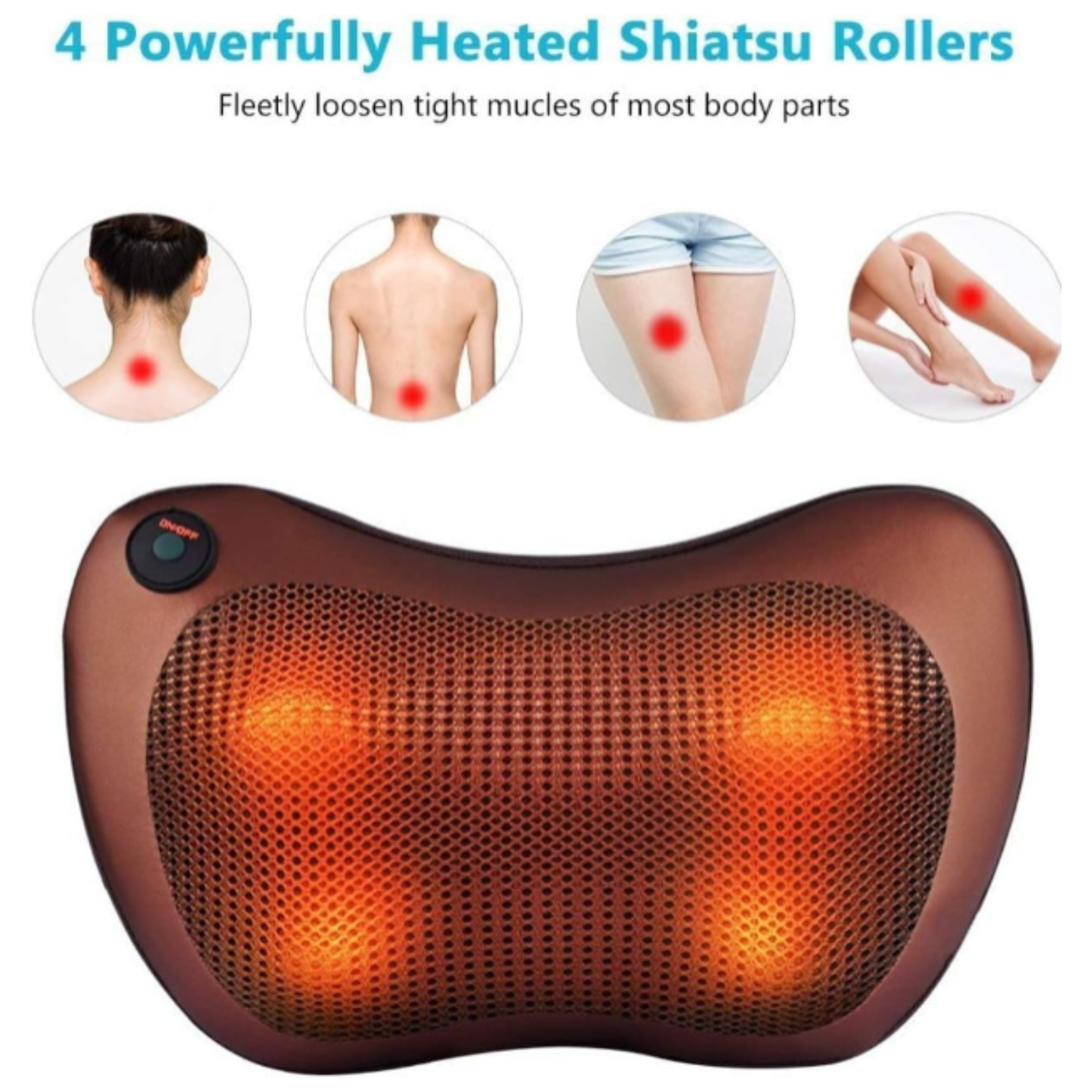 Electric Neck, Back & Shoulder Massager Pillow with Infrared Heat – Deep Tissue Kneading Massage for Pain Relief in Car & Home