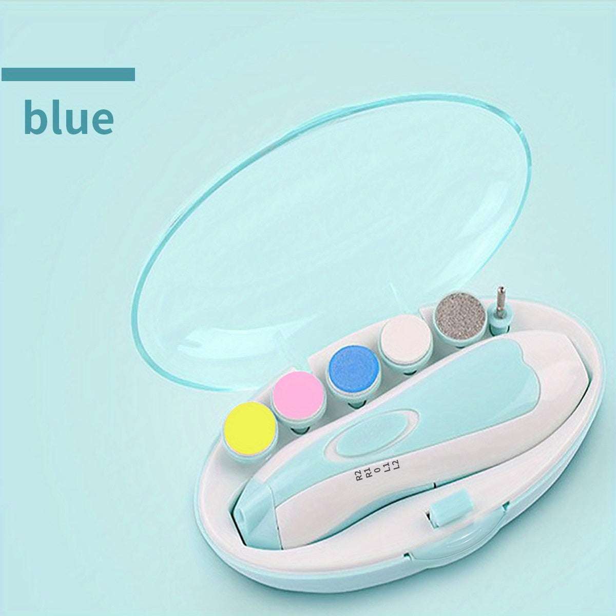 Electric Nail Sharpener Set for Kids – Safe & Painless Battery-Powered Nail Trimmer with LED Light (Pink/Blue, AA Batteries Not Included)