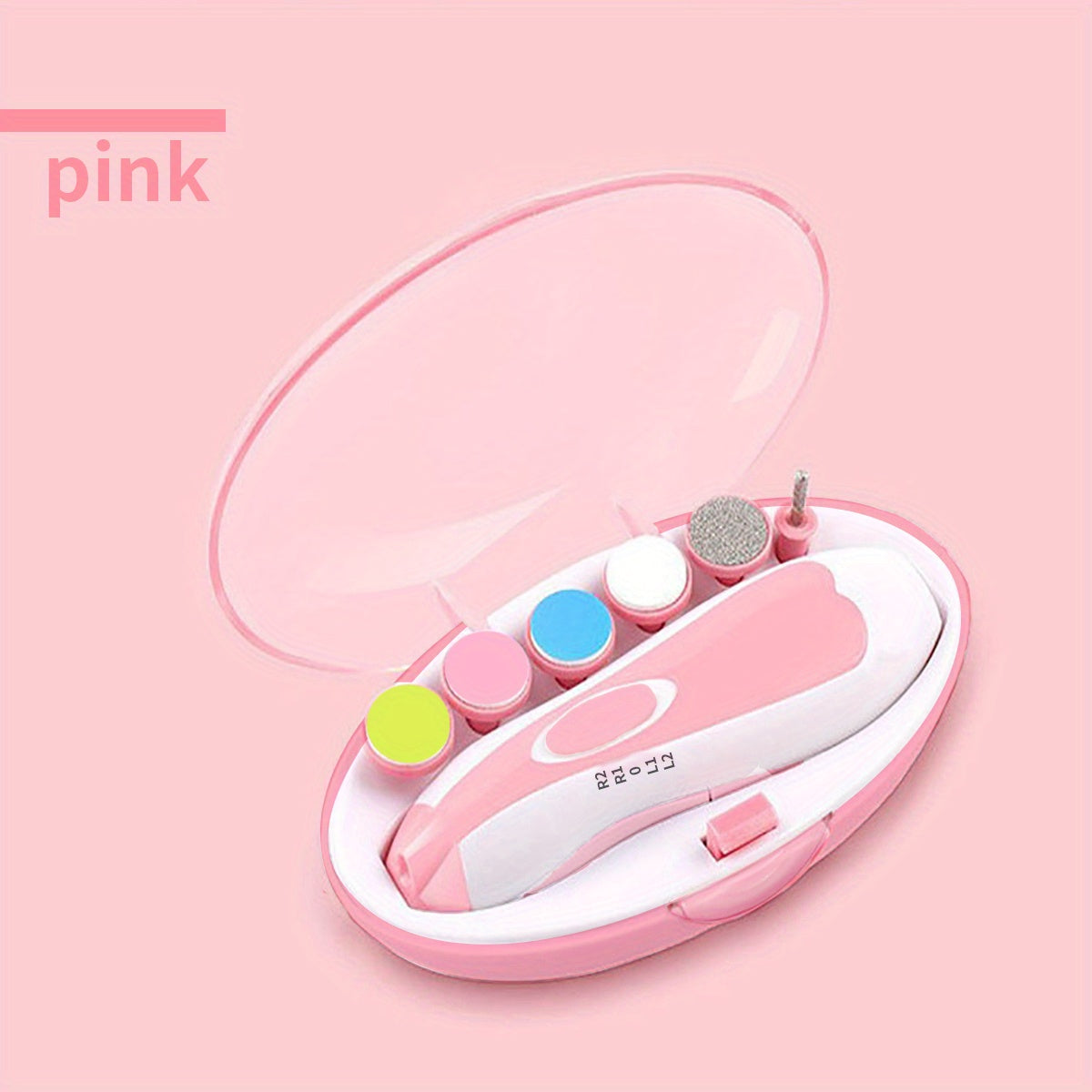 Electric Nail Sharpener Set for Kids – Safe & Painless Battery-Powered Nail Trimmer with LED Light (Pink/Blue, AA Batteries Not Included)