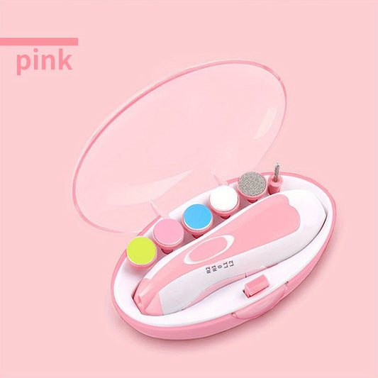 Electric Nail Sharpener Set for Kids – Safe & Painless Battery-Powered Nail Trimmer with LED Light (Pink/Blue, AA Batteries Not Included)