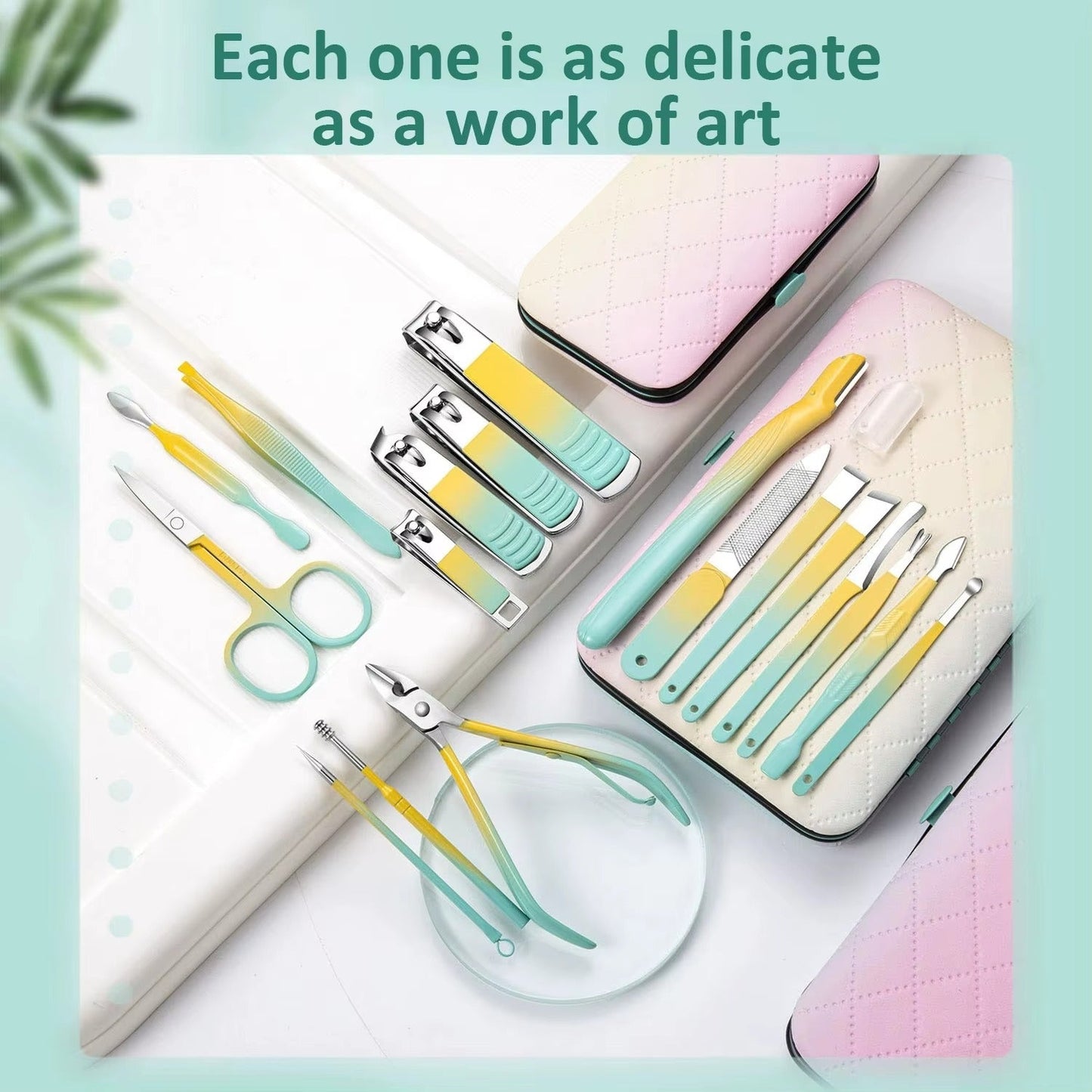 18 Pcs Colorful Manicure & Pedicure Set – Professional Stainless Steel Nail Clippers Kit with Case